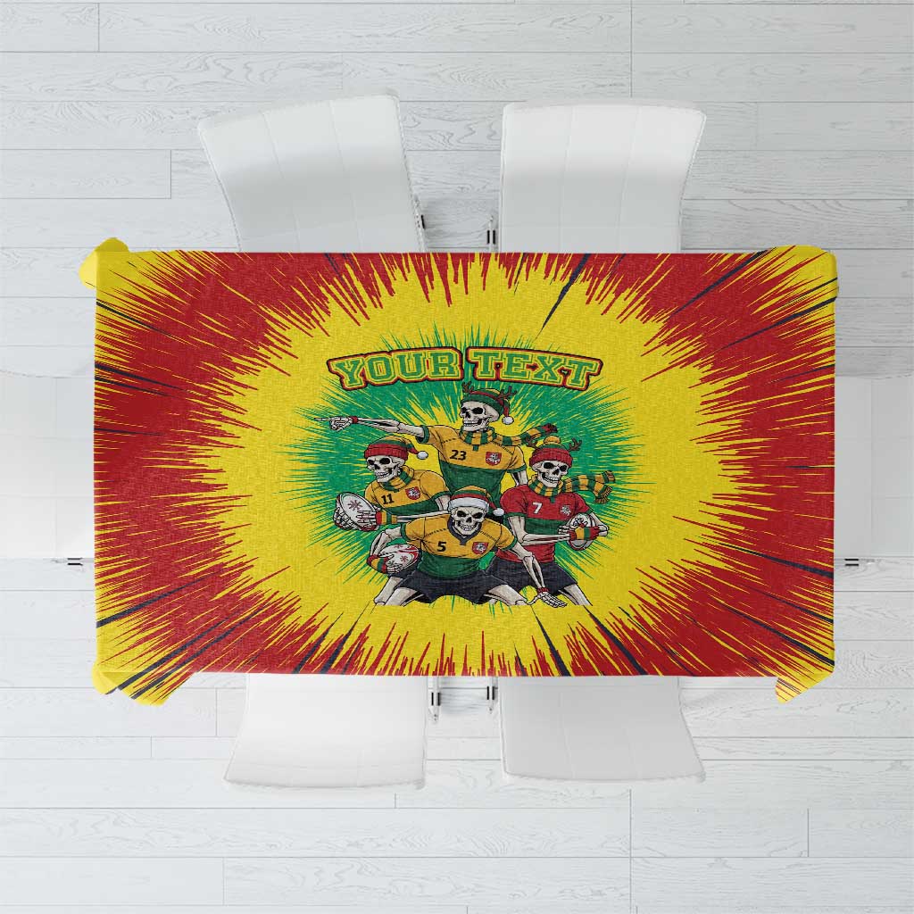 Personalized Lithuania Christmas Tablecloth Skeleton Rugby Tie Dye Vintage - Wonder Print Shop