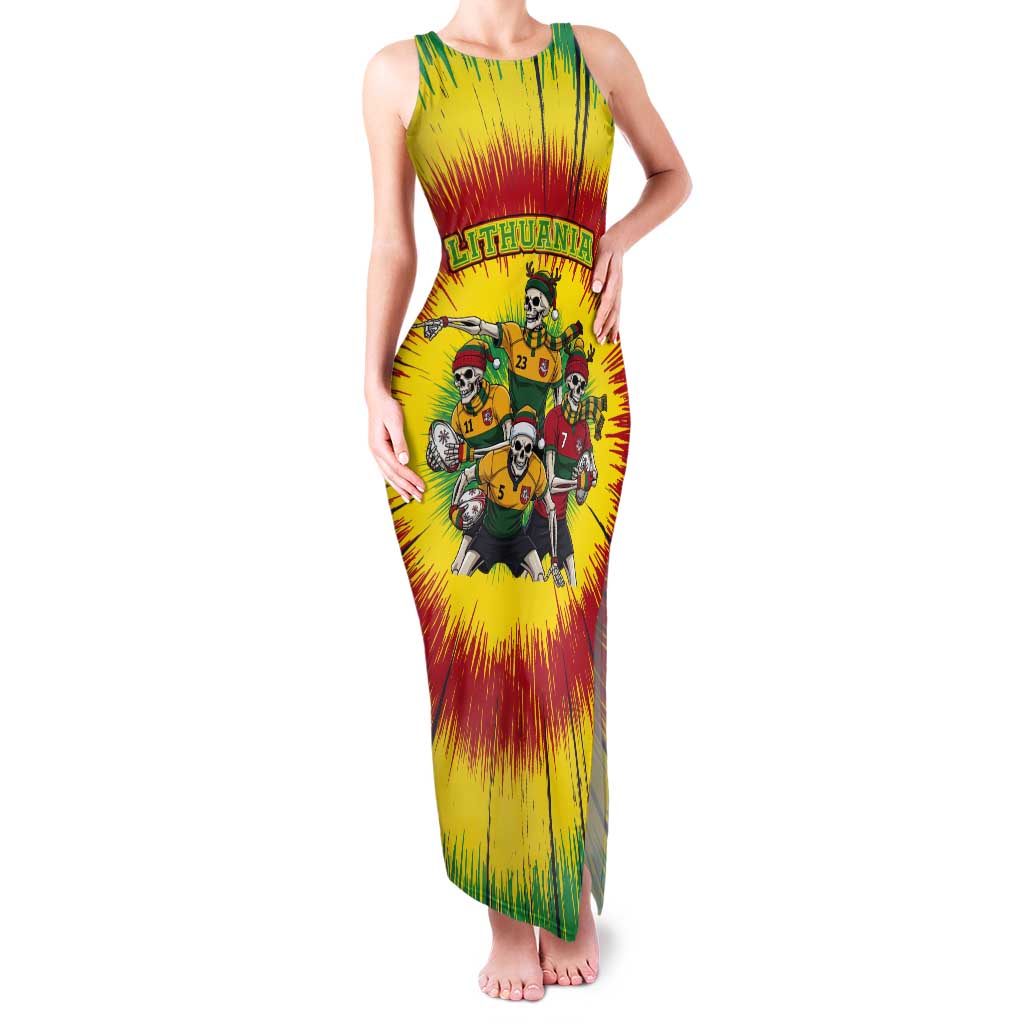 Personalized Lithuania Christmas Tank Maxi Dress Skeleton Rugby Tie Dye Vintage - Wonder Print Shop
