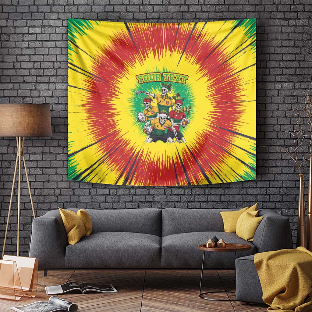 Personalized Lithuania Christmas Tapestry Skeleton Rugby Tie Dye Vintage - Wonder Print Shop