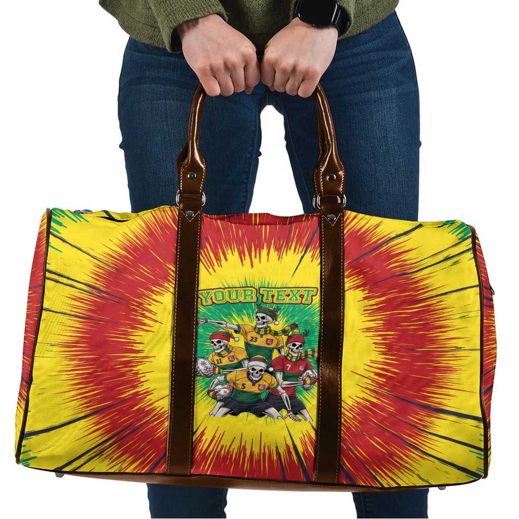Personalized Lithuania Christmas Travel Bag Skeleton Rugby Tie Dye Vintage - Wonder Print Shop