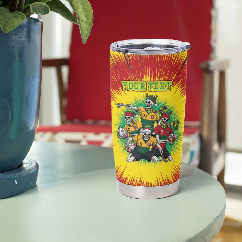 Personalized Lithuania Christmas Tumbler Cup Skeleton Rugby Tie Dye Vintage - Wonder Print Shop