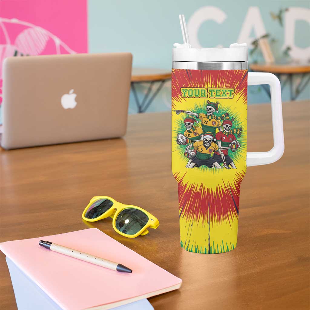 Personalized Lithuania Christmas Tumbler With Handle Skeleton Rugby Tie Dye Vintage - Wonder Print Shop