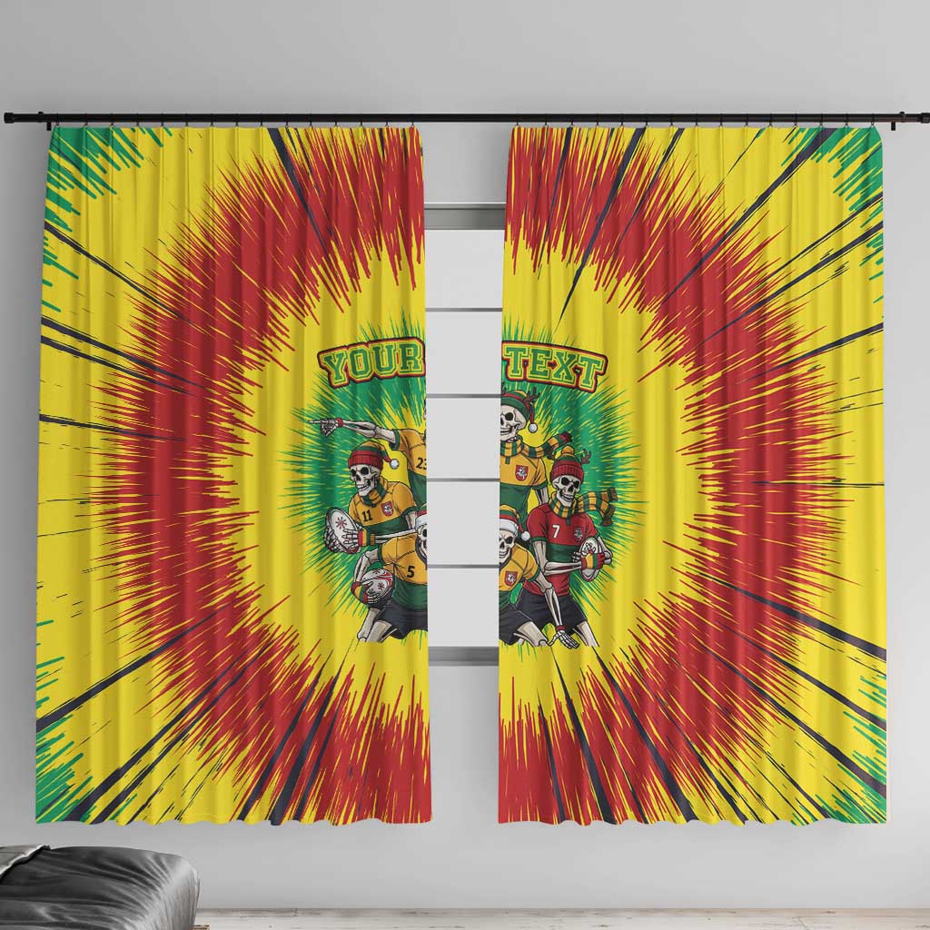 Personalized Lithuania Christmas Window Curtain Skeleton Rugby Tie Dye Vintage - Wonder Print Shop