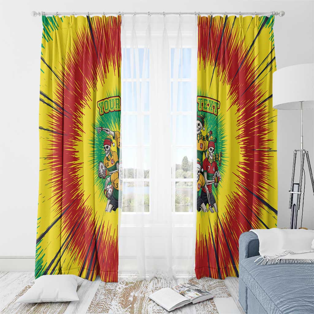 Personalized Lithuania Christmas Window Curtain Skeleton Rugby Tie Dye Vintage - Wonder Print Shop