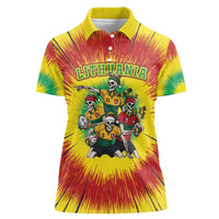 Personalized Lithuania Christmas Women Polo Shirt Skeleton Rugby Tie Dye Vintage - Wonder Print Shop