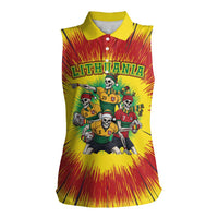 Personalized Lithuania Christmas Women Sleeveless Polo Shirt Skeleton Rugby Tie Dye Vintage - Wonder Print Shop