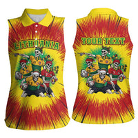 Personalized Lithuania Christmas Women Sleeveless Polo Shirt Skeleton Rugby Tie Dye Vintage - Wonder Print Shop