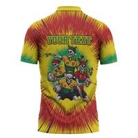 Personalized Lithuania Christmas Zipper Polo Shirt Skeleton Rugby Tie Dye Vintage - Wonder Print Shop