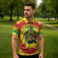 Personalized Lithuania Christmas Zipper Polo Shirt Skeleton Rugby Tie Dye Vintage - Wonder Print Shop