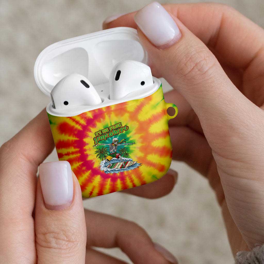 Tie-Dye Skeleton Surfing Lithuania AirPods Case It’s 5 O’Clock Somewhere - Wonder Print Shop
