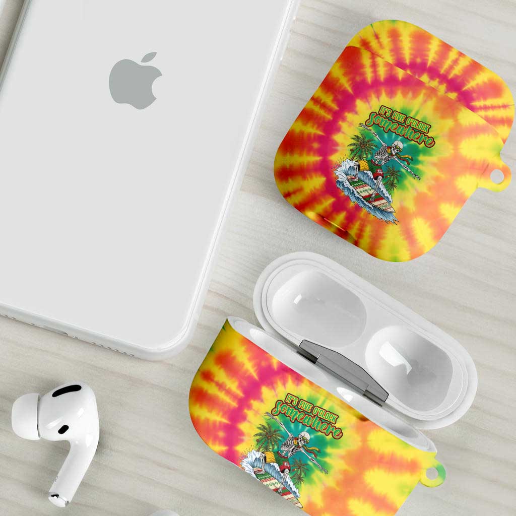 Tie-Dye Skeleton Surfing Lithuania AirPods Case It’s 5 O’Clock Somewhere - Wonder Print Shop