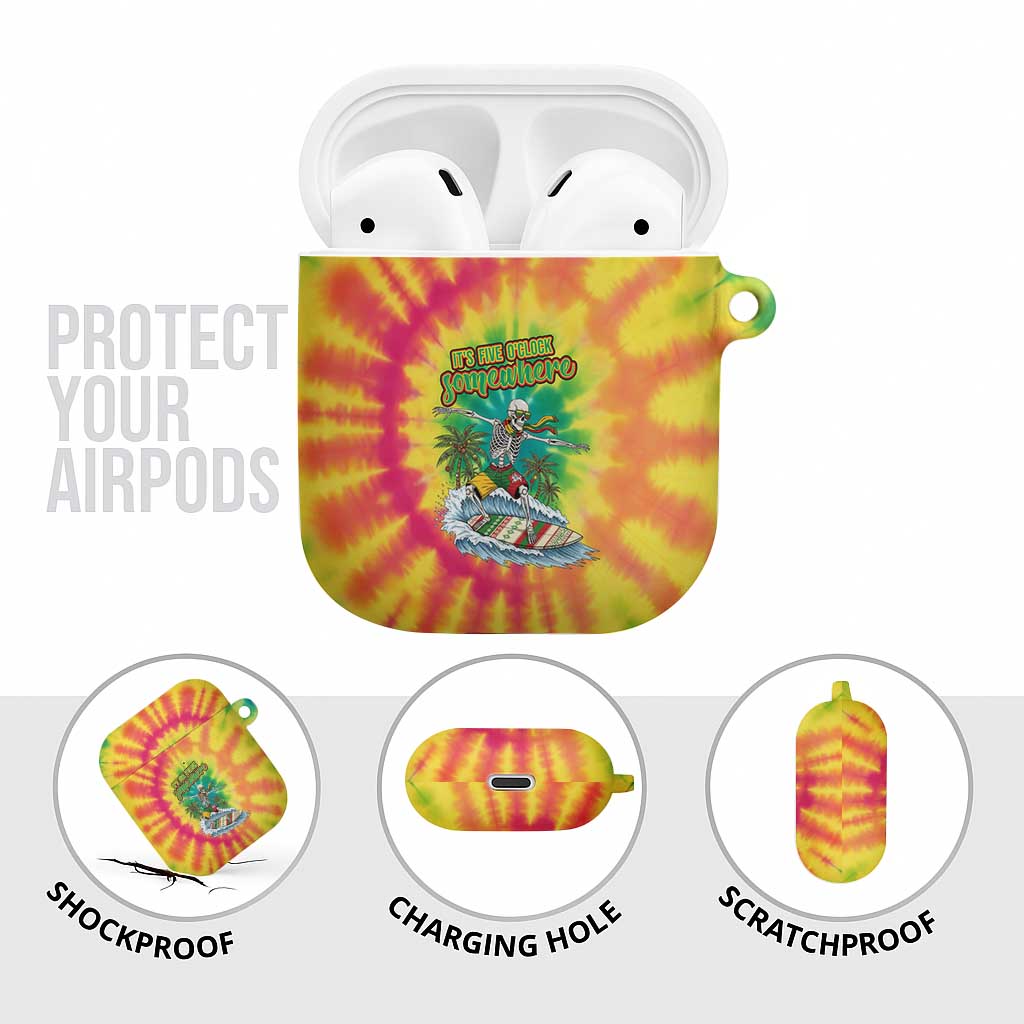 Tie-Dye Skeleton Surfing Lithuania AirPods Case It’s 5 O’Clock Somewhere - Wonder Print Shop