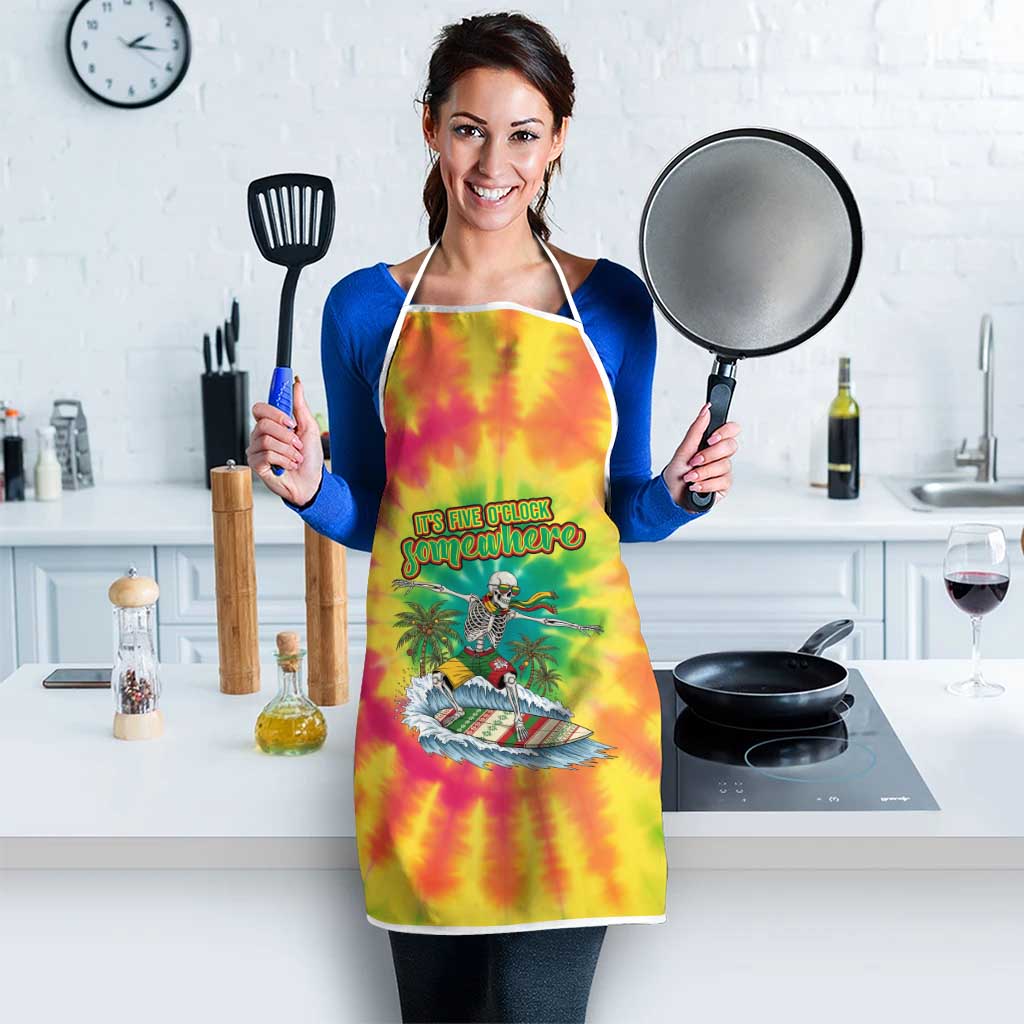 Tie-Dye Skeleton Surfing Lithuania Apron It’s 5 O’Clock Somewhere - Wonder Print Shop