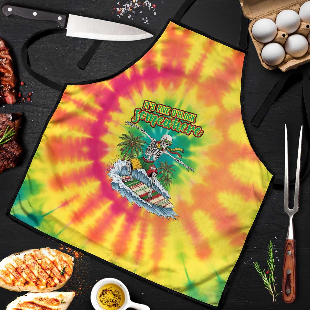 Tie-Dye Skeleton Surfing Lithuania Apron It’s 5 O’Clock Somewhere - Wonder Print Shop