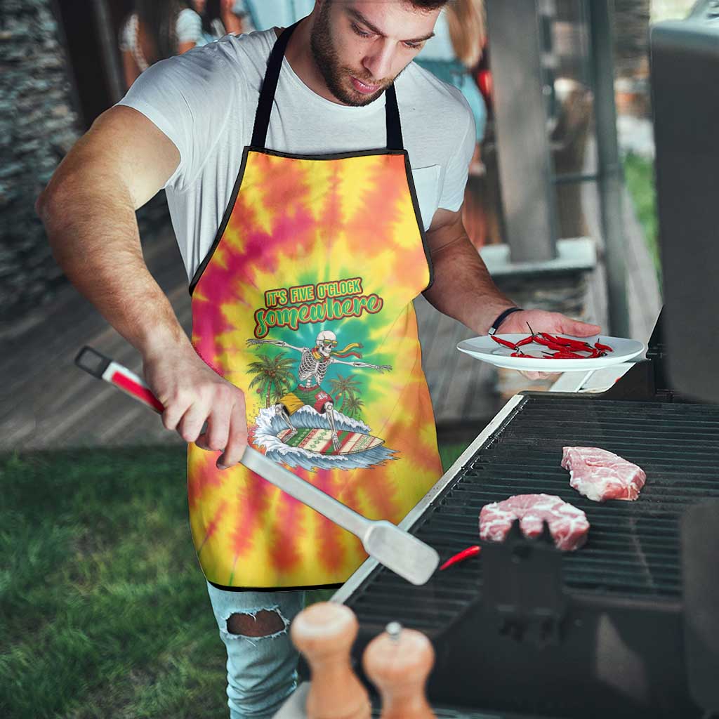 Tie-Dye Skeleton Surfing Lithuania Apron It’s 5 O’Clock Somewhere - Wonder Print Shop