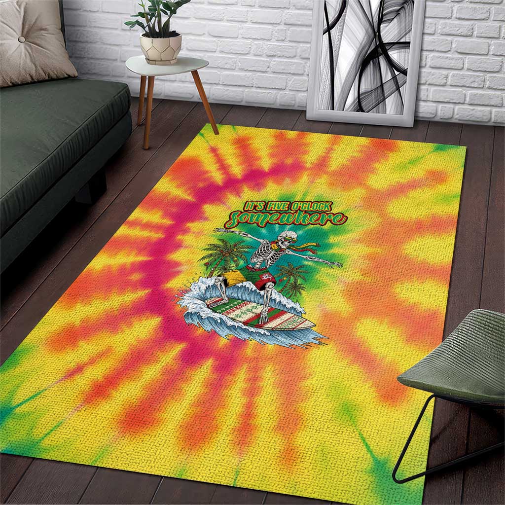 Tie-Dye Skeleton Surfing Lithuania Area Rug It’s 5 O’Clock Somewhere - Wonder Print Shop