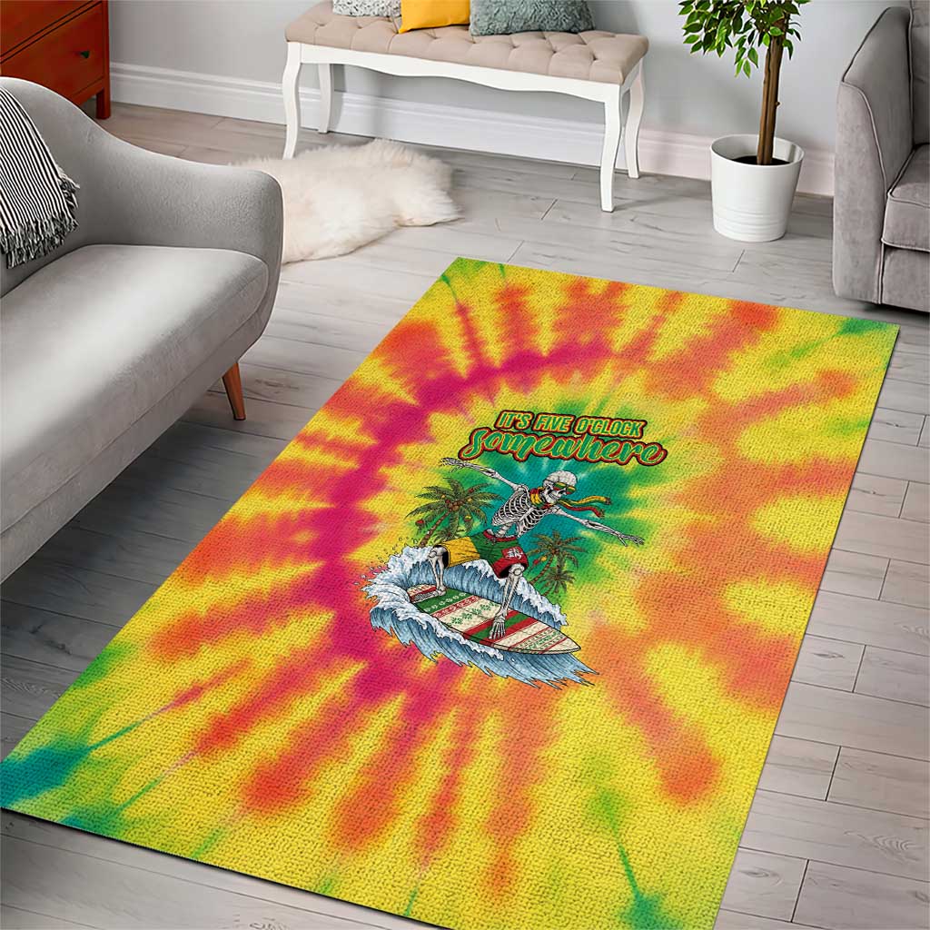 Tie-Dye Skeleton Surfing Lithuania Area Rug It’s 5 O’Clock Somewhere - Wonder Print Shop