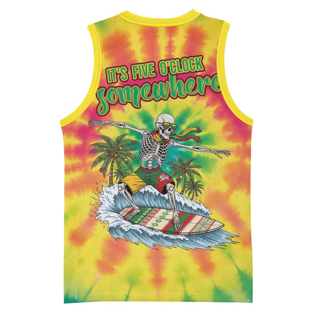 Tie-Dye Skeleton Surfing Lithuania Basketball Jersey It’s 5 O’Clock Somewhere - Wonder Print Shop