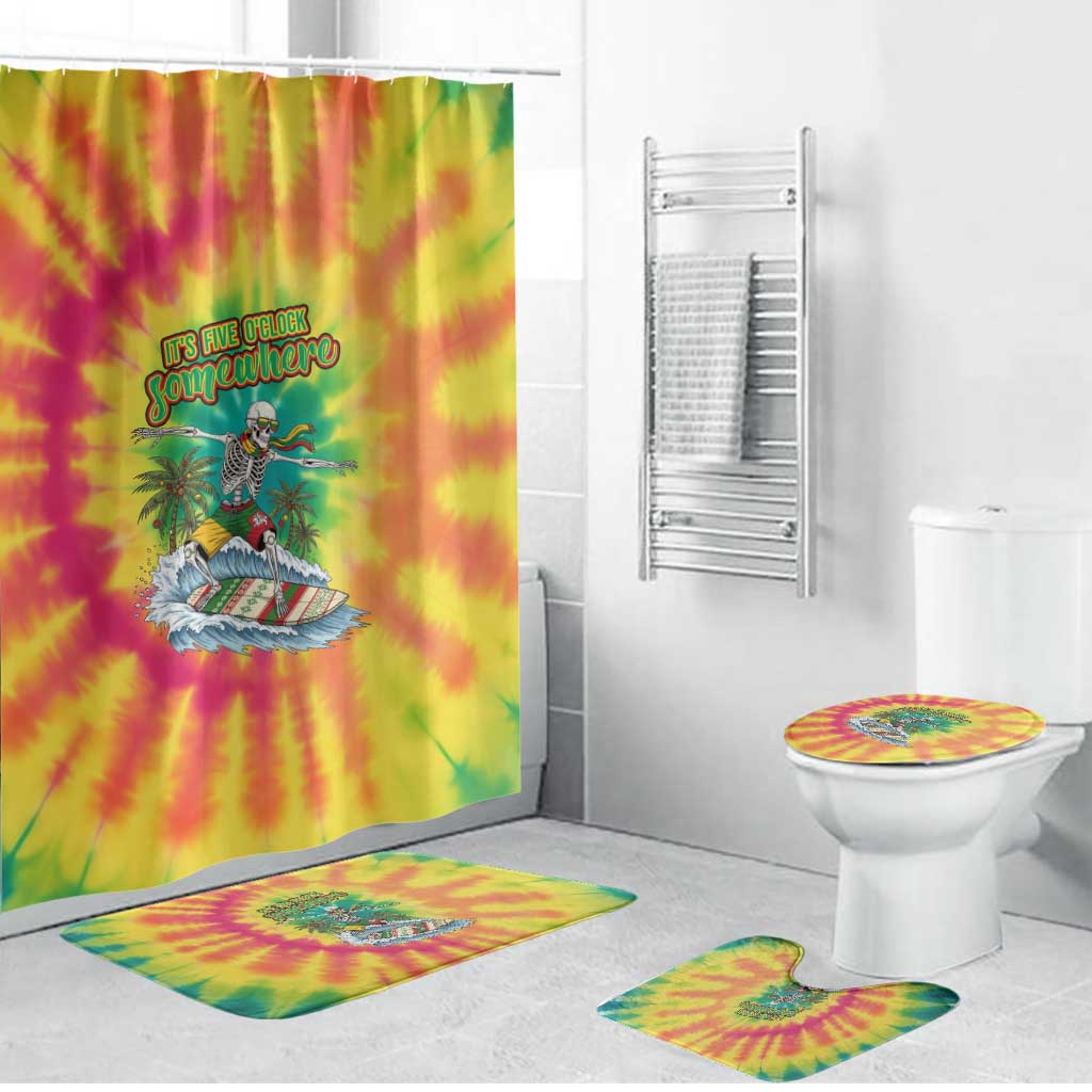 Tie-Dye Skeleton Surfing Lithuania Bathroom Set It’s 5 O’Clock Somewhere - Wonder Print Shop