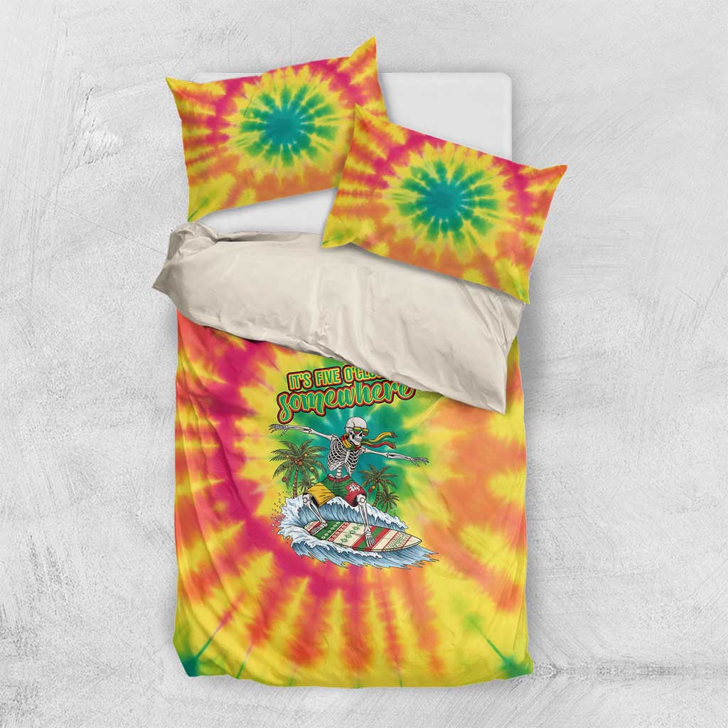 Tie-Dye Skeleton Surfing Lithuania Bedding Set It’s 5 O’Clock Somewhere - Wonder Print Shop