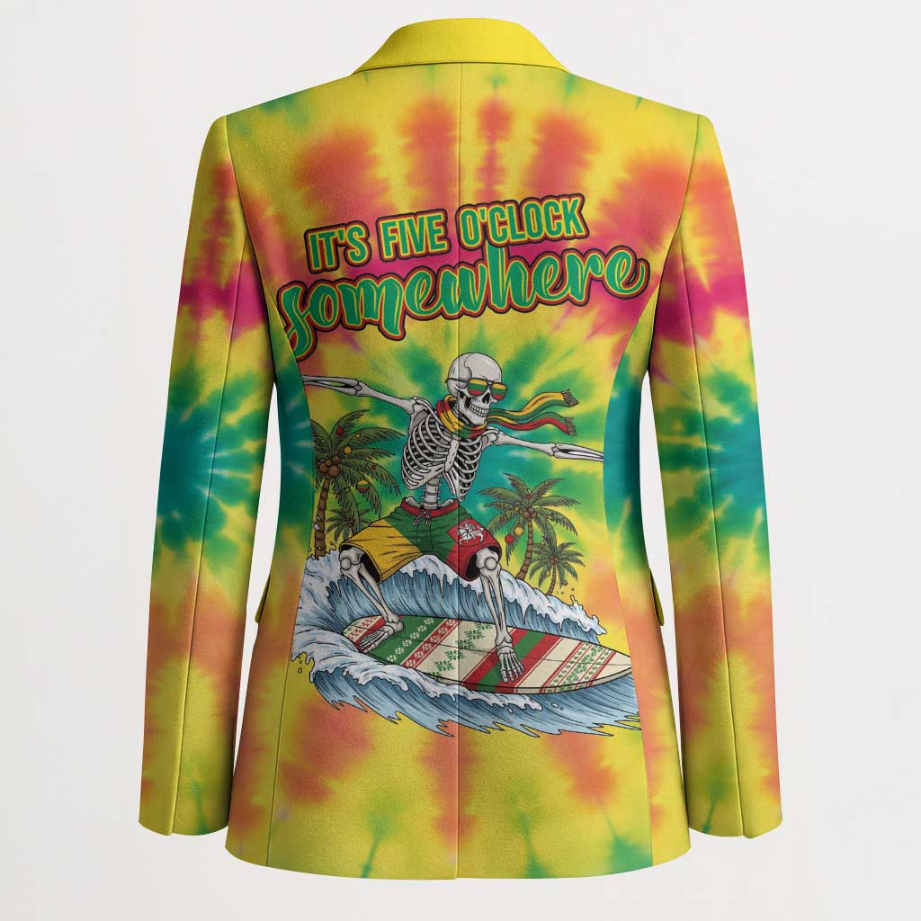 Tie-Dye Skeleton Surfing Lithuania Blazer It’s 5 O’Clock Somewhere - Wonder Print Shop