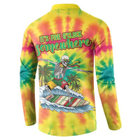 Tie-Dye Skeleton Surfing Lithuania Button Sweatshirt It’s 5 O’Clock Somewhere - Wonder Print Shop