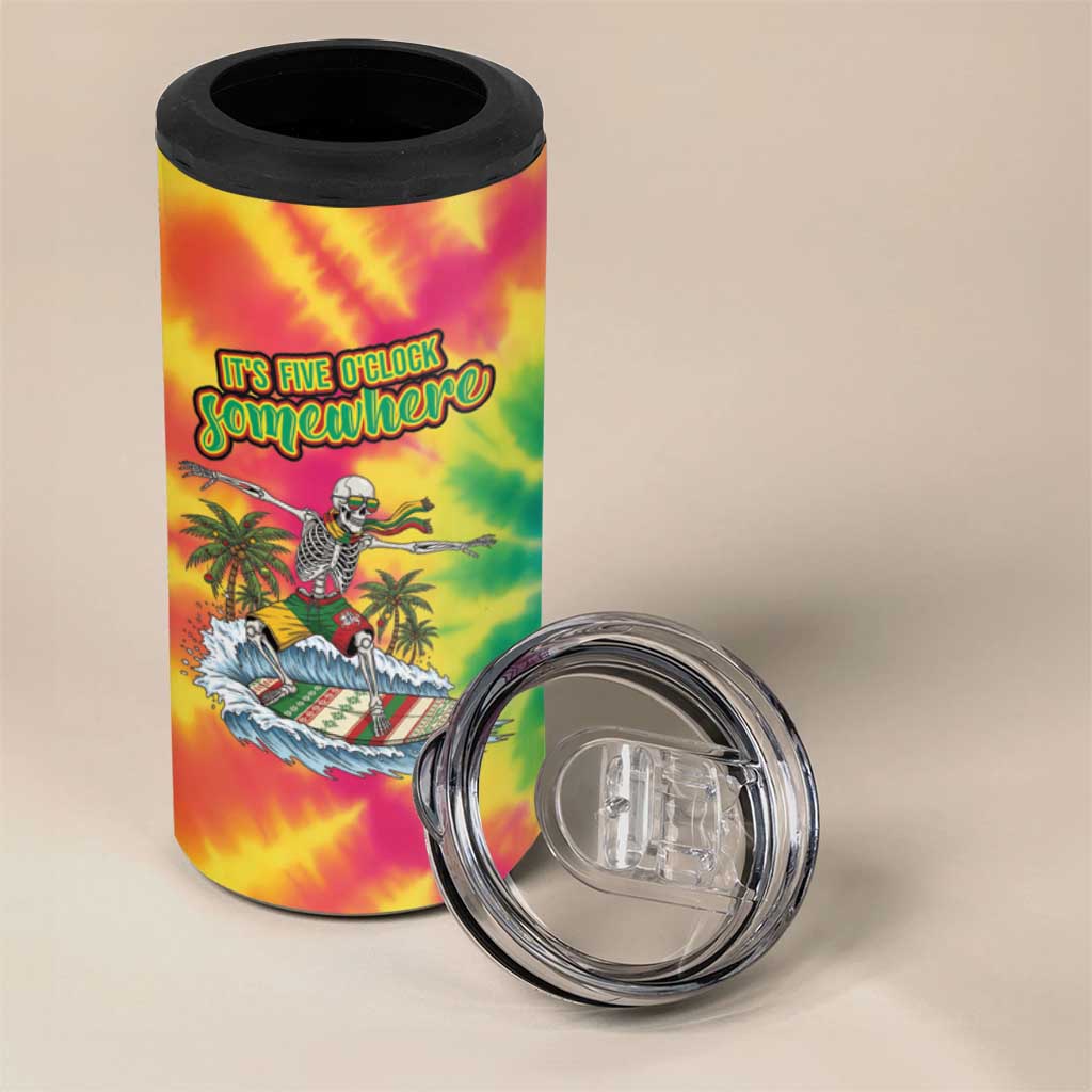 Tie-Dye Skeleton Surfing Lithuania 4 in 1 Can Cooler Tumbler It’s 5 O’Clock Somewhere - Wonder Print Shop
