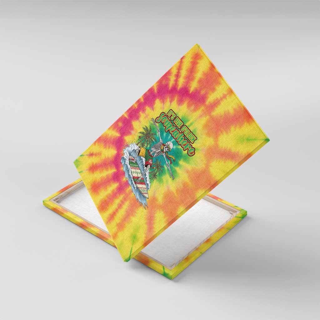Tie-Dye Skeleton Surfing Lithuania Canvas Wall Art It’s 5 O’Clock Somewhere - Wonder Print Shop