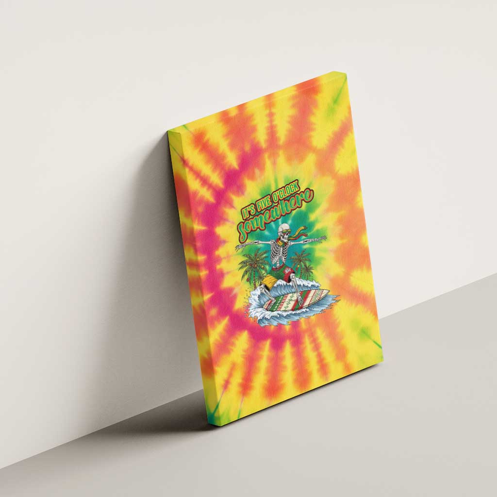 Tie-Dye Skeleton Surfing Lithuania Canvas Wall Art It’s 5 O’Clock Somewhere - Wonder Print Shop