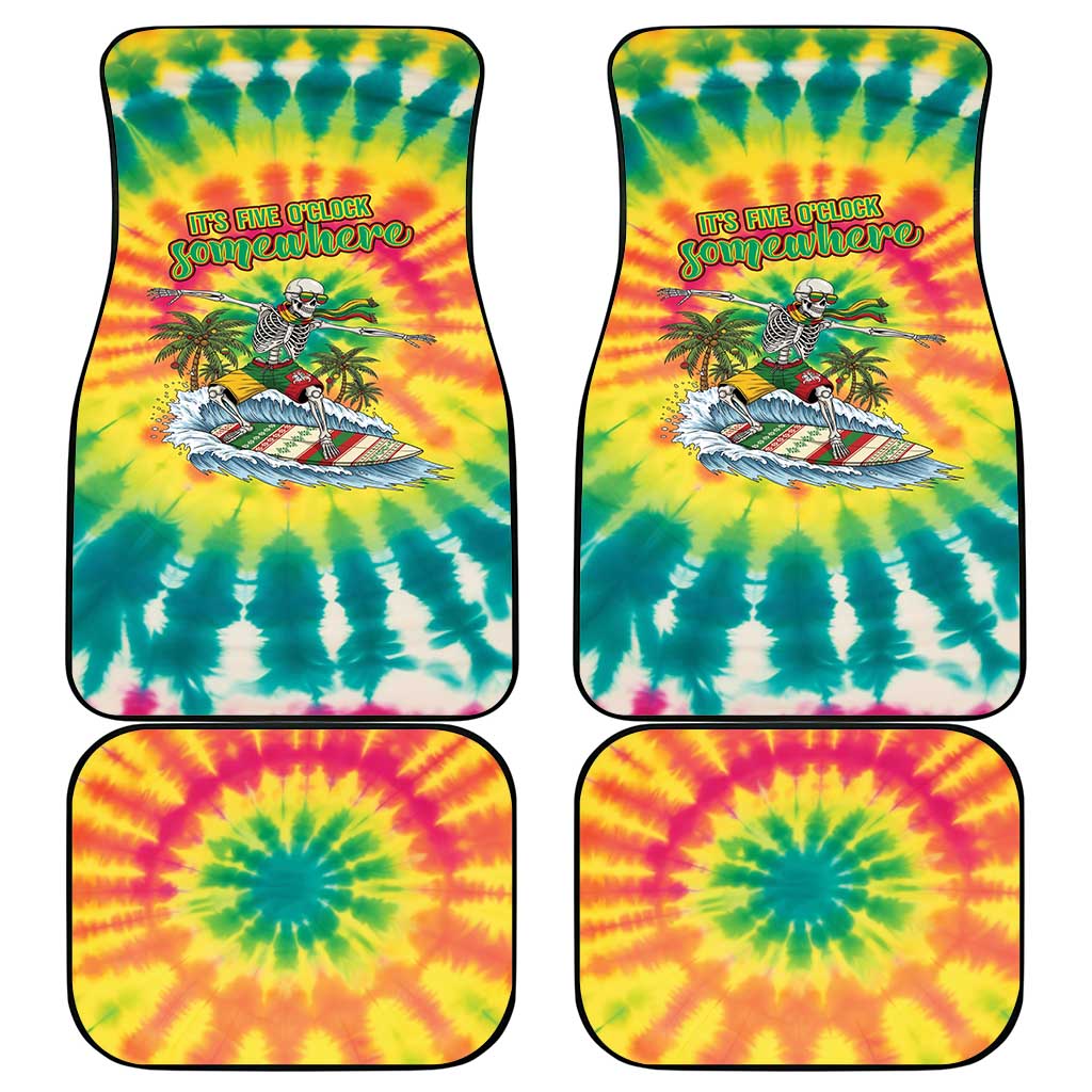 Tie-Dye Skeleton Surfing Lithuania Car Mats It’s 5 O’Clock Somewhere - Wonder Print Shop