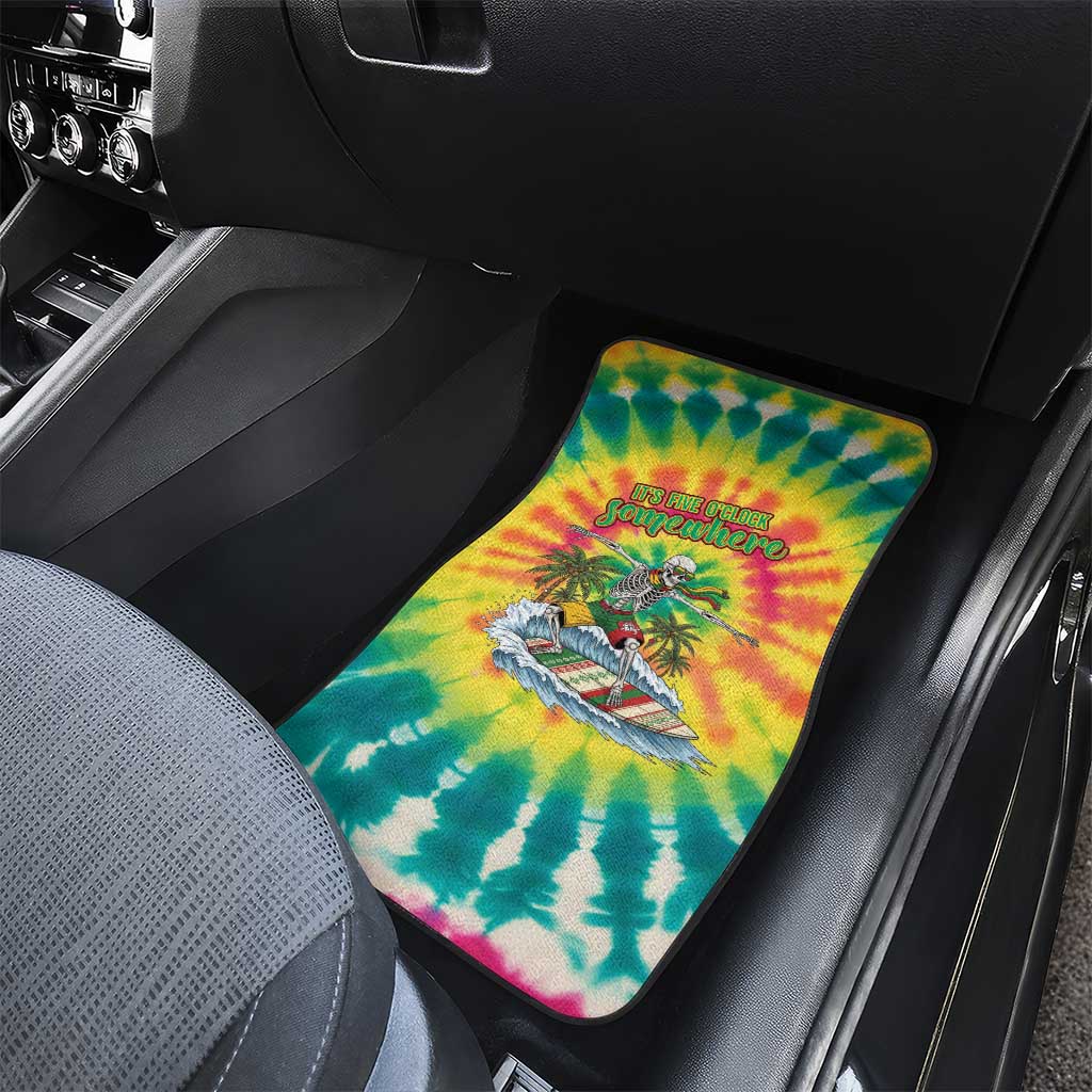 Tie-Dye Skeleton Surfing Lithuania Car Mats It’s 5 O’Clock Somewhere - Wonder Print Shop