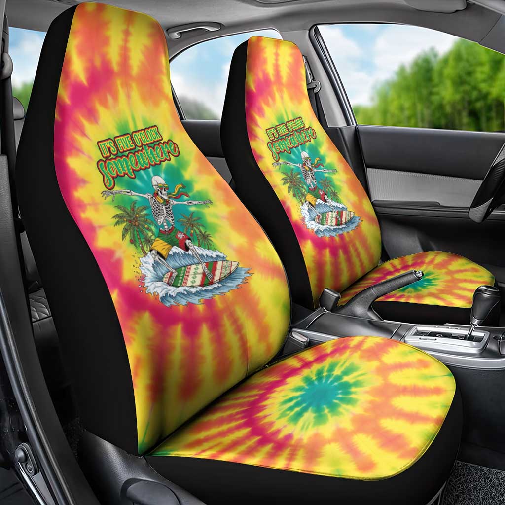 Tie-Dye Skeleton Surfing Lithuania Car Seat Cover It’s 5 O’Clock Somewhere - Wonder Print Shop