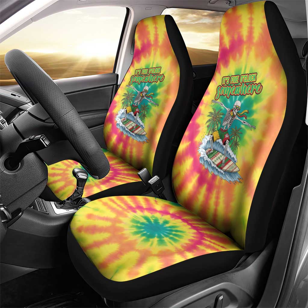 Tie-Dye Skeleton Surfing Lithuania Car Seat Cover It’s 5 O’Clock Somewhere - Wonder Print Shop