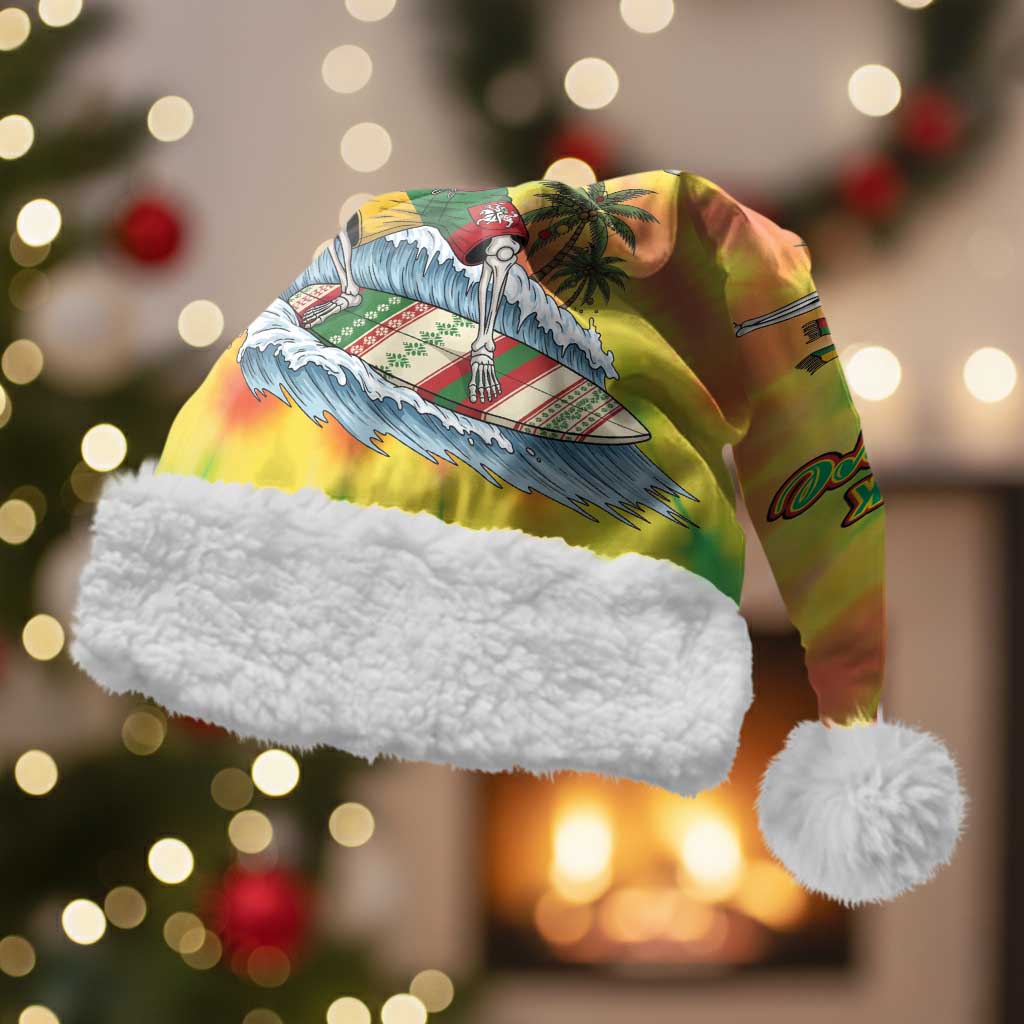 Tie-Dye Skeleton Surfing Lithuania Christmas Santa Hat It’s 5 O’Clock Somewhere - Wonder Print Shop