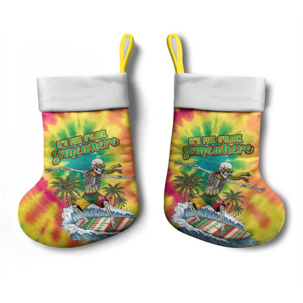 Tie-Dye Skeleton Surfing Lithuania Christmas Stocking It’s 5 O’Clock Somewhere - Wonder Print Shop