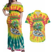 Tie-Dye Skeleton Surfing Lithuania Couples Matching Off Shoulder Maxi Dress and Hawaiian Shirt It’s 5 O’Clock Somewhere - Wonder Print Shop