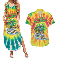 Tie-Dye Skeleton Surfing Lithuania Couples Matching Summer Maxi Dress and Hawaiian Shirt It’s 5 O’Clock Somewhere - Wonder Print Shop