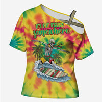 Tie-Dye Skeleton Surfing Lithuania Cross Shoulder Shirt It’s 5 O’Clock Somewhere - Wonder Print Shop