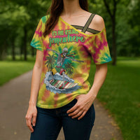 Tie-Dye Skeleton Surfing Lithuania Cross Shoulder Shirt It’s 5 O’Clock Somewhere - Wonder Print Shop