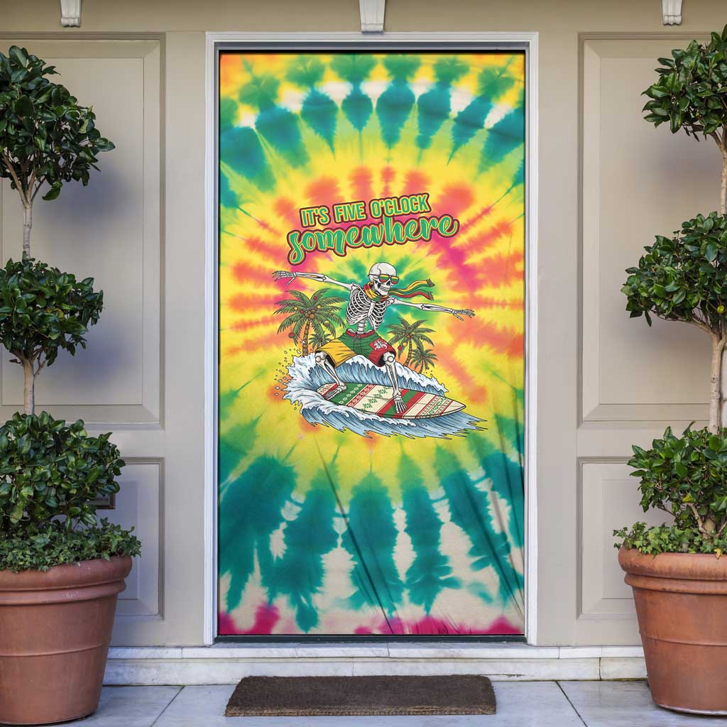 Tie-Dye Skeleton Surfing Lithuania Door Cover It’s 5 O’Clock Somewhere - Wonder Print Shop