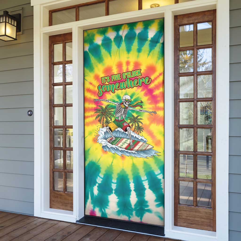 Tie-Dye Skeleton Surfing Lithuania Door Cover It’s 5 O’Clock Somewhere - Wonder Print Shop