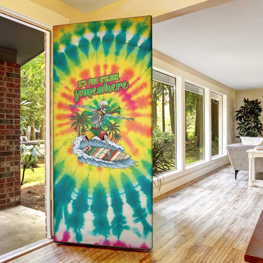Tie-Dye Skeleton Surfing Lithuania Door Cover It’s 5 O’Clock Somewhere - Wonder Print Shop