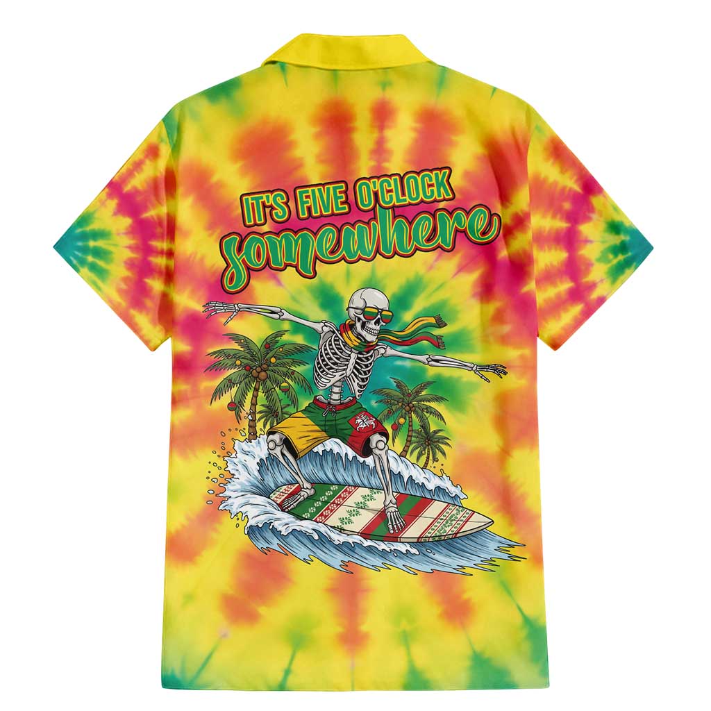Tie-Dye Skeleton Surfing Lithuania Family Matching Mermaid Dress and Hawaiian Shirt It’s 5 O’Clock Somewhere - Wonder Print Shop