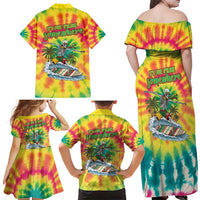 Tie-Dye Skeleton Surfing Lithuania Family Matching Off Shoulder Maxi Dress and Hawaiian Shirt It’s 5 O’Clock Somewhere - Wonder Print Shop