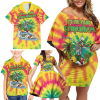 Tie-Dye Skeleton Surfing Lithuania Family Matching Off Shoulder Short Dress and Hawaiian Shirt It’s 5 O’Clock Somewhere - Wonder Print Shop