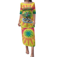 Tie-Dye Skeleton Surfing Lithuania Family Matching Puletasi and Hawaiian Shirt It’s 5 O’Clock Somewhere - Wonder Print Shop