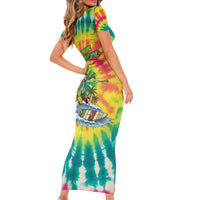 Tie-Dye Skeleton Surfing Lithuania Family Matching Short Sleeve Bodycon Dress and Hawaiian Shirt It’s 5 O’Clock Somewhere - Wonder Print Shop