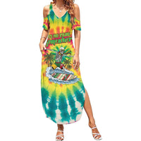 Tie-Dye Skeleton Surfing Lithuania Family Matching Summer Maxi Dress and Hawaiian Shirt It’s 5 O’Clock Somewhere - Wonder Print Shop