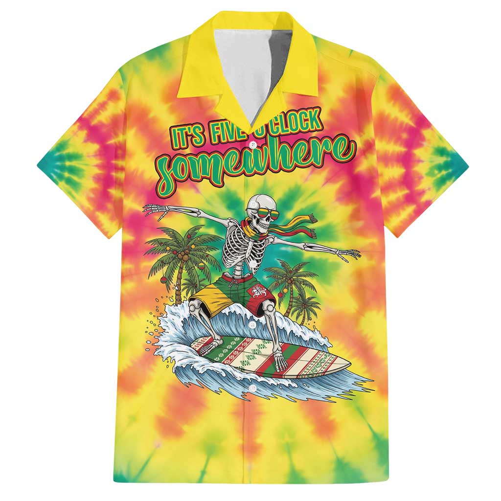 Tie-Dye Skeleton Surfing Lithuania Family Matching Tank Maxi Dress and Hawaiian Shirt It’s 5 O’Clock Somewhere - Wonder Print Shop
