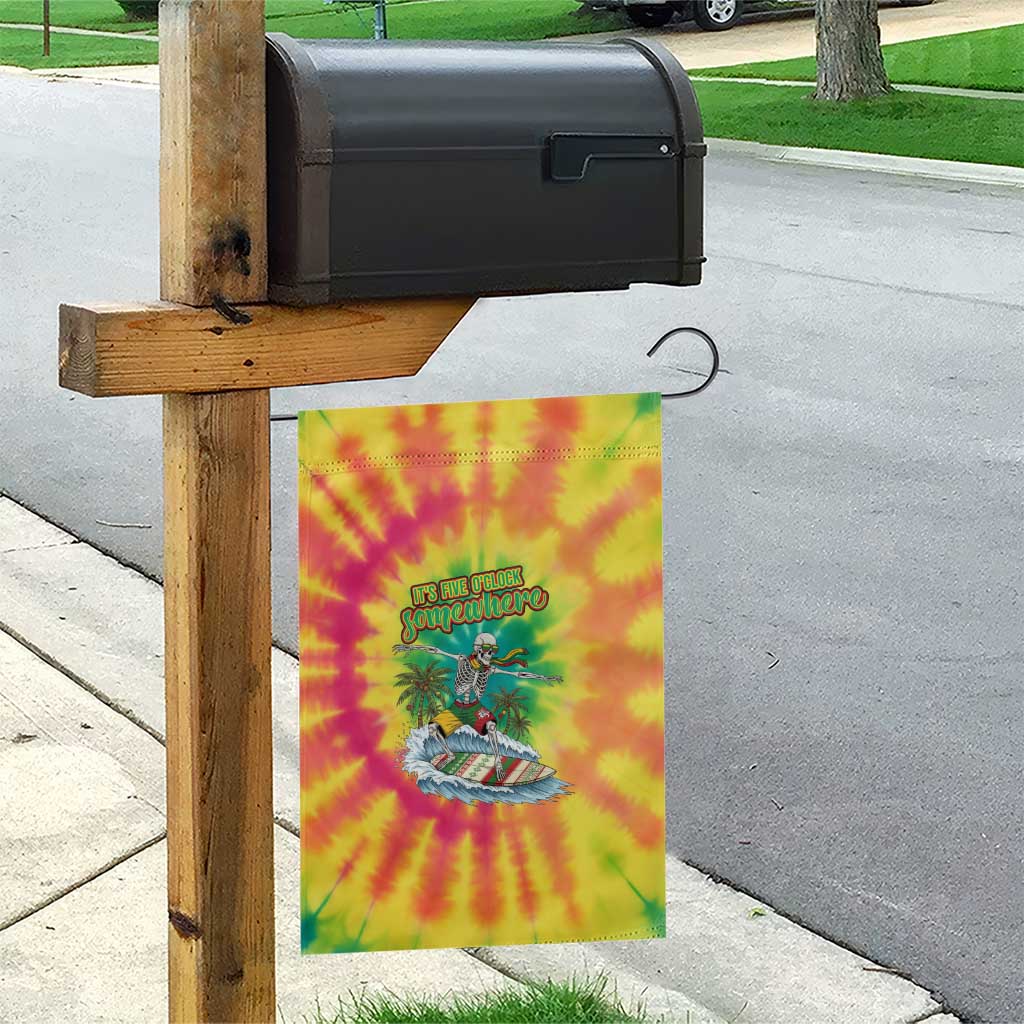 Tie-Dye Skeleton Surfing Lithuania Garden Flag It’s 5 O’Clock Somewhere - Wonder Print Shop
